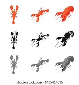 Isolated object of appetizer and ocean icon. Collection of appetizer and delicacy vector icon for stock.