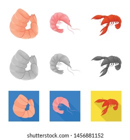Isolated object of appetizer and ocean icon. Collection of appetizer and delicacy stock vector illustration.