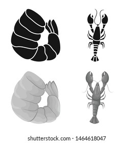 Isolated object of appetizer and ocean icon. Set of appetizer and delicacy stock vector illustration.