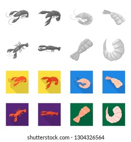 Isolated object of appetizer and ocean logo. Collection of appetizer and delicacy vector icon for stock.