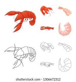 Isolated object of appetizer and ocean logo. Set of appetizer and delicacy stock vector illustration.
