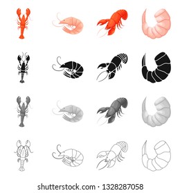 Isolated object of appetizer and ocean logo. Set of appetizer and delicacy stock vector illustration.