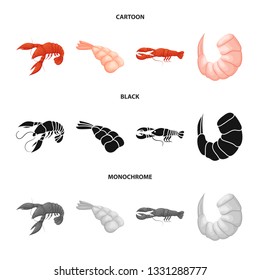 Isolated object of appetizer and ocean logo. Collection of appetizer and delicacy stock vector illustration.