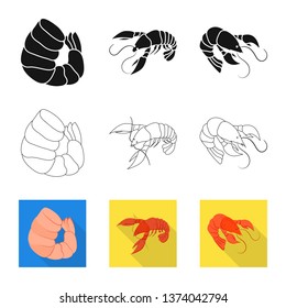 Isolated object of appetizer and ocean logo. Set of appetizer and delicacy vector icon for stock.