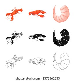 Isolated object of appetizer and ocean logo. Set of appetizer and delicacy vector icon for stock.