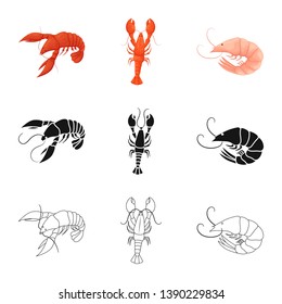 Isolated object of appetizer and ocean logo. Set of appetizer and delicacy vector icon for stock.