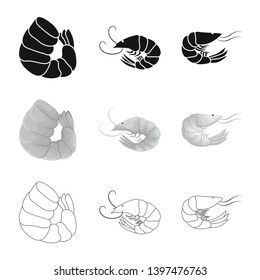 Isolated object  appetizer and ocean logo. Set  appetizer and delicacy stock vector illustration.