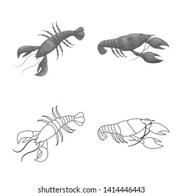 Isolated object of appetizer and ocean logo. Set of appetizer and delicacy vector icon for stock.
