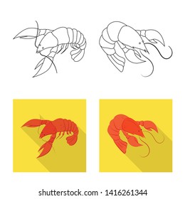 Isolated object of appetizer and ocean logo. Set of appetizer and delicacy stock vector illustration.