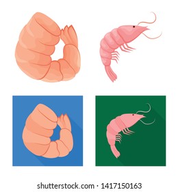 Isolated object of appetizer and ocean logo. Set of appetizer and delicacy stock symbol for web.