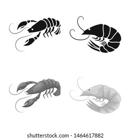 Isolated object of appetizer and ocean logo. Collection of appetizer and delicacy stock vector illustration.