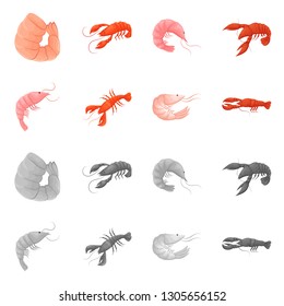 Isolated object of appetizer and ocean sign. Set of appetizer and delicacy stock symbol for web.
