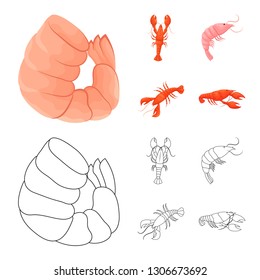 Isolated object of appetizer and ocean sign. Collection of appetizer and delicacy vector icon for stock.