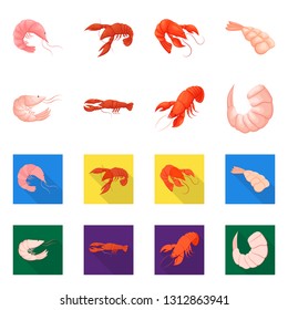 Isolated object of appetizer and ocean sign. Set of appetizer and delicacy stock symbol for web.