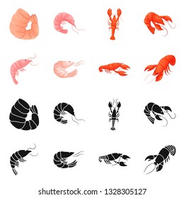 Isolated object of appetizer and ocean sign. Collection of appetizer and delicacy stock symbol for web.