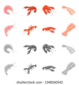 Isolated object of appetizer and ocean sign. Set of appetizer and delicacy vector icon for stock.