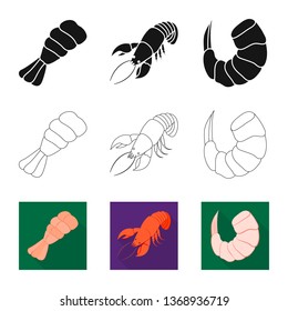 Isolated object of appetizer and ocean sign. Collection of appetizer and delicacy stock vector illustration.
