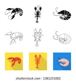 Isolated object of appetizer and ocean sign. Collection of appetizer and delicacy vector icon for stock.