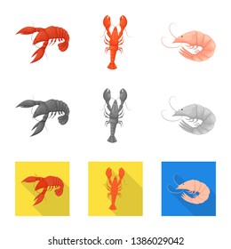 Isolated object of appetizer and ocean sign. Collection of appetizer and delicacy stock symbol for web.