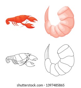 Isolated object  appetizer and ocean sign. Collection  appetizer and delicacy stock symbol for web.