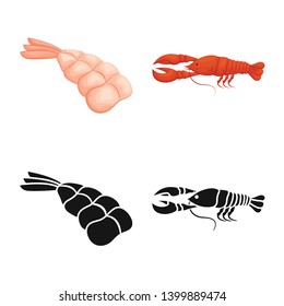 Isolated object of appetizer and ocean sign. Set of appetizer and delicacy stock symbol for web.