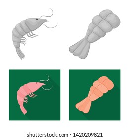 Isolated object of appetizer and ocean sign. Collection of appetizer and delicacy vector icon for stock.