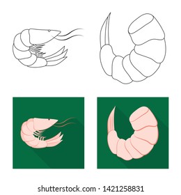 Isolated object of appetizer and ocean sign. Collection of appetizer and delicacy stock symbol for web.