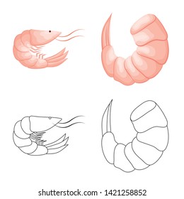 Isolated object of appetizer and ocean sign. Collection of appetizer and delicacy vector icon for stock.