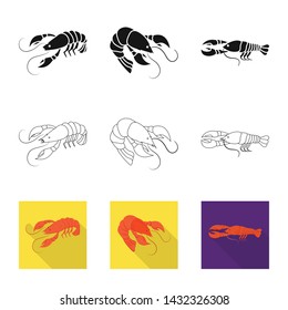 Isolated object of appetizer and ocean sign. Set of appetizer and delicacy stock vector illustration.