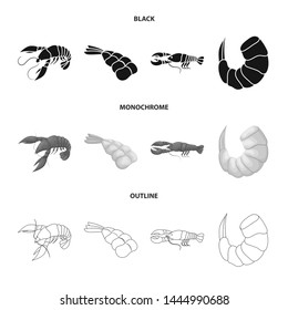 Isolated object of appetizer and ocean sign. Set of appetizer and delicacy vector icon for stock.