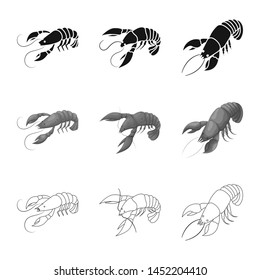 Isolated object of appetizer and ocean sign. Collection of appetizer and delicacy vector icon for stock.