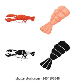 Isolated object of appetizer and ocean sign. Collection of appetizer and delicacy stock vector illustration.