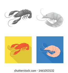 Isolated object of appetizer and ocean sign. Collection of appetizer and delicacy stock symbol for web.
