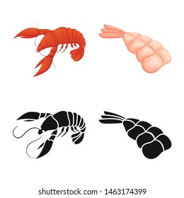 Isolated object of appetizer and ocean sign. Collection of appetizer and delicacy stock vector illustration.