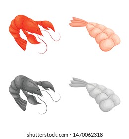 Isolated object of appetizer and ocean sign. Collection of appetizer and delicacy vector icon for stock.