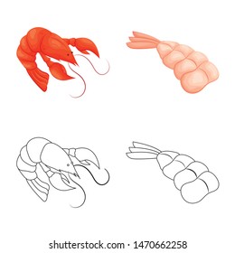 Isolated object of appetizer and ocean sign. Set of appetizer and delicacy vector icon for stock.