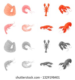 Isolated object of appetizer and ocean symbol. Set of appetizer and delicacy vector icon for stock.