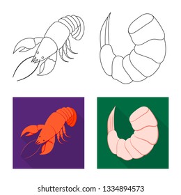 Isolated object of appetizer and ocean symbol. Collection of appetizer and delicacy vector icon for stock.