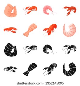 Isolated object of appetizer and ocean symbol. Set of appetizer and delicacy stock vector illustration.