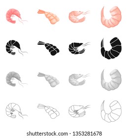 Isolated object of appetizer and ocean symbol. Set of appetizer and delicacy vector icon for stock.
