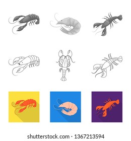 Isolated object of appetizer and ocean symbol. Set of appetizer and delicacy stock vector illustration.