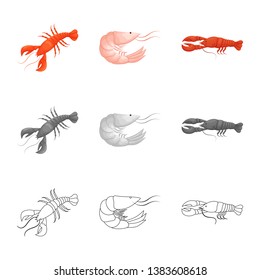 Isolated object of appetizer and ocean symbol. Set of appetizer and delicacy stock symbol for web.
