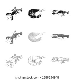 Isolated object of appetizer and ocean symbol. Set of appetizer and delicacy stock vector illustration.