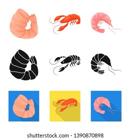 Isolated object of appetizer and ocean symbol. Collection of appetizer and delicacy stock vector illustration.