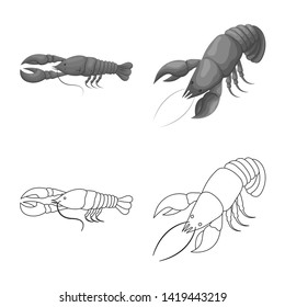 Isolated object of appetizer and ocean symbol. Collection of appetizer and delicacy vector icon for stock.