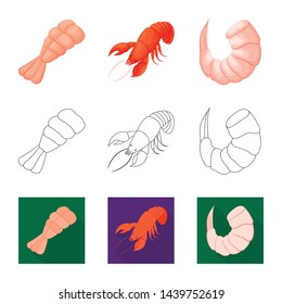 Isolated object of appetizer and ocean symbol. Collection of appetizer and delicacy stock symbol for web.