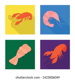 Isolated object of appetizer and seafood icon. Collection of appetizer and ocean stock vector illustration.