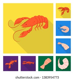 Isolated object of appetizer and seafood logo. Collection of appetizer and ocean vector icon for stock.