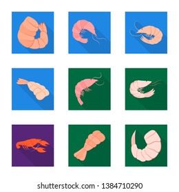 Isolated object of appetizer and seafood logo. Set of appetizer and ocean vector icon for stock.