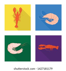 Isolated object of appetizer and seafood logo. Set of appetizer and ocean stock vector illustration.